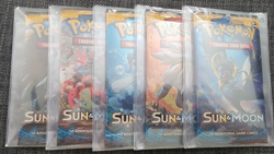 A+ NICE! Pokemon TCG Sun and Moon Base Set Booster Pack Complete Art Set 5 lot - Image 1