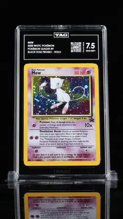 Mew 2000 WOTC Pokemon #9 Pokemon League Black Star Promo Holo Tag 7.5 - Image 1
