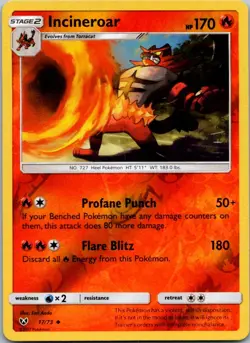 INCINEROAR - 17/73 Shining Legends - POKEMON Reverse Holo NM/M - Image 1