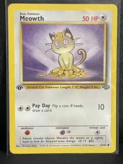 Pokemon Cards: Jungle 1st Edition Common: Meowth 56/64 NM - Image 1