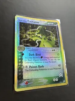 Pokemon TCG Team Aqua's Cacturne 1/95 EX Magma vs Aqua Reverse Holo Rare LP - Image 2
