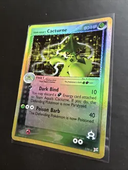 Pokemon TCG Team Aqua's Cacturne 1/95 EX Magma vs Aqua Reverse Holo Rare LP - Image 4
