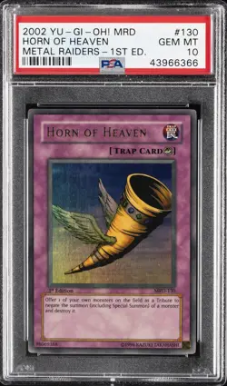 2002 YU-GI-OH! MRD-METAL RAIDERS 1ST EDITION #130 HORN OF HEAVEN PSA 10 - Image 1