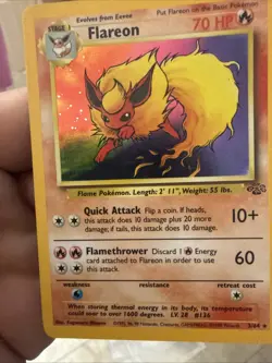 Pokemon TCG Flareon Holo Rare Unlimited Card 3/64 Jungle Mp - Image 1