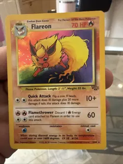 Pokemon TCG Flareon Holo Rare Unlimited Card 3/64 Jungle Mp - Image 2