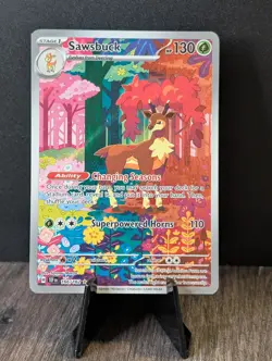 Sawsbuck 166/162 Illustration Rare 2024 Pokemon Temporal Forces Full Art Card - Image 1