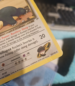 Pokemon Card Rocket's Snorlax Gym Heroes Ultra Rare WoTC 33/132 MP - Image 3