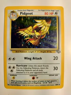 PIDGEOT Pokemon Card #8 8/64 WOTC Jungle Holo Foil Rare Unlimited MP - Image 1