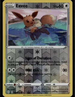 Eevee Common Shining Fates 052/072 Colorless Reverse Holo Pokemon Card - Image 1
