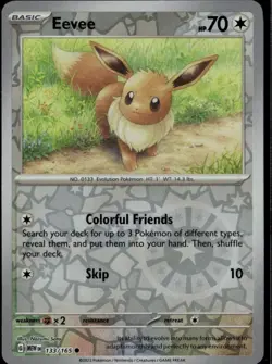 Eevee Common SV: Scarlet & Violet 151 133/165 Colorless Reverse Holo Pokemon Car - Image 1