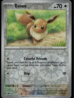 Eevee Common SV: Scarlet & Violet 151 133/165 Colorless Reverse Holo Pokemon Car - Image 1