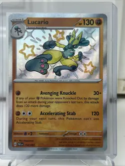 Lucario 174/091 Pokemon SV: Paldean Fates Baby Shiny Holo - Image 1