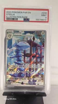 Pokemon TCG 2023 SV04 Paradox Rift Steelix 208/182 IR Holo PSA 9 - Image 1