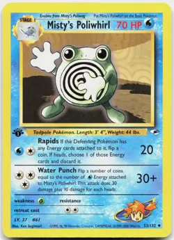 Misty's Poliwhirl 53/132 Uncommon Gym Heroes Pokemon Lightly Played - Image 1