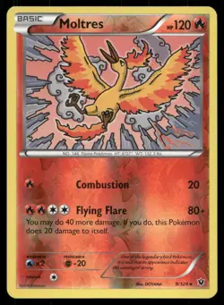 MOLTRES 9/124 R FATES COLLIDE POKEMON REVERSE HOLO NM/M - Image 1