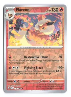 2023 Near Mint Pokemon Flareon 136/165 Reverse Holo Scarlet Violet 151 English - Image 1