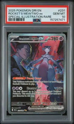 2025 POKEMON DRI EN-DESTINED RIVALS #231 TEAM ROCKET'S MEWTWO EX PSA 10 - Image 1