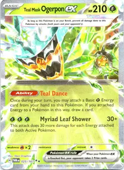 Teal Mask Ogerpon ex 025/167 Double Rare Twilight Masquerade Pokemon Near Mint - Image 1