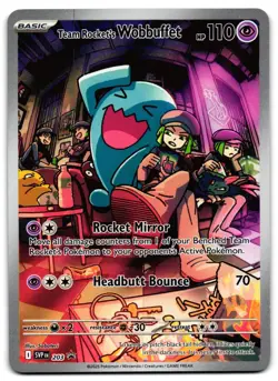 Team Rocket's Wobbuffet 203 - 🌊 Scarlet & Violet Promo Pokemon TCG Holo 🖤 - LP - Image 1