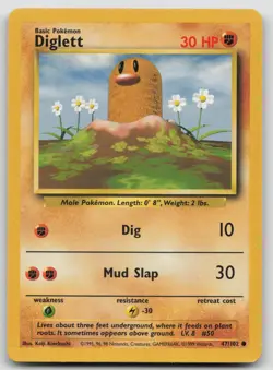 Diglett 47/102 Base Set Unlimited Pokemon LP Common - Image 1