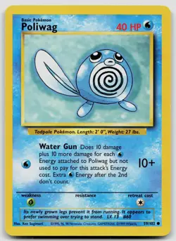 POLIWAG 59/102 COMMON BASE SET UNLIMITED POKEMON LP - Image 1