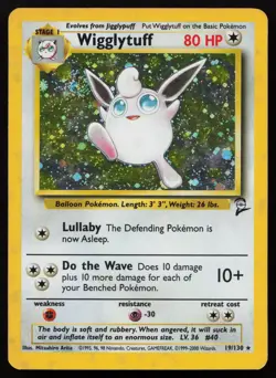 Wigglytuff 19/130 Holo Rare Base Set 2 Pokemon English SWIRL LP - Image 1