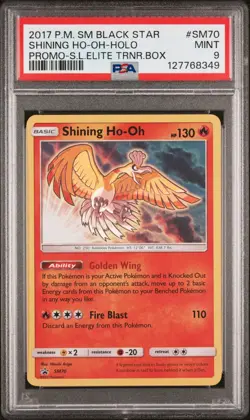 2017 POKEMON SM BLACK STAR PROMO #SM70 SHINING HO-OH-HOLO PSA 9 - Image 1