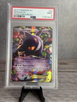 2014 POKEMON XY PHANTOM FORCES #34 GENGAR EX PSA 9 - Image 1