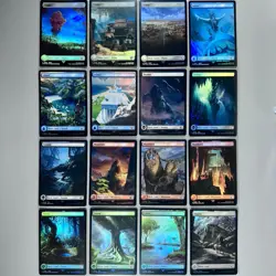 Magic Final Fantasy Basic Lands Complete Set of 16- FOIL Full Art Land MTG NM - Image 1