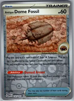 Antique Dome Fossil 152/165 Reverse Holo Scarlet & Violet 151 - Pokemon - NM - Image 1