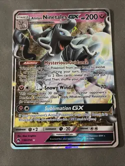 Pokemon TCG Alolan Ninetales GX 132/214 Ultra Rare Sun & Moon Lost Thunder 2018 - Image 1
