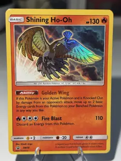 Pokemon 2017 Sun & Moon Black Star Promo Shining Ho-Oh #SM70 Rare Holo LP - Image 1