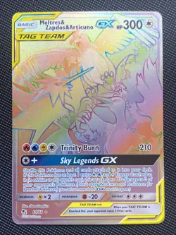 Moltres & Zapdos & Articuno GX 69/68 Rainbow Rare Hidden Fates Pokemon Near Mint - Image 1