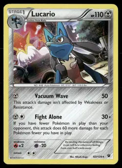 Lucario 63/124 Holo Rare Fates Collide Pokemon Holo Moderately Played - Image 1