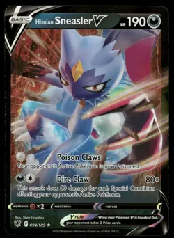 Pokemon Cards Hisuian Sneasler V 094/189 Astral Radiance Holo V Rare NM - Image 1
