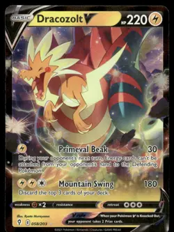Pokemon Cards Dracozolt V 058/203 Evolving Skies Holo V Rare NM *2 - Image 1