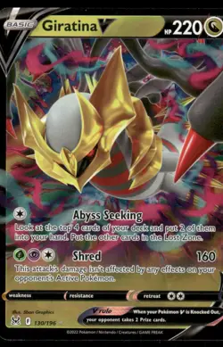 Pokemon Cards Giratina V 130/196 Lost Origin Holo V Rare NM - Image 1
