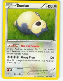 Snorlax - 80/106 Flashfire - Pokemon TCG - 2014 - Image 1