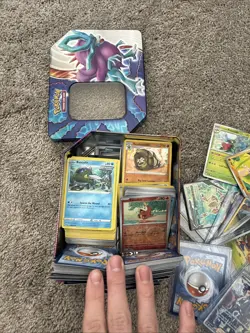 Tin of POKEMON TCG CARDS Rare/normal Cards - Image 2