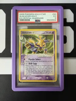 2006 Pokemon EX Crystal Guardians ALAKAZAM Gold Star Holo SWIRL PSA 5 #99 - Image 1