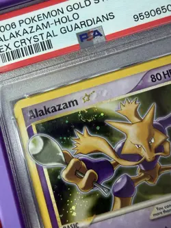 2006 Pokemon EX Crystal Guardians ALAKAZAM Gold Star Holo SWIRL PSA 5 #99 - Image 3