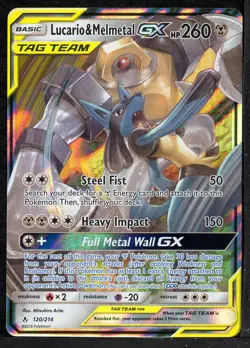 Lucario & Melmetal GX 120/214 (NM) - Unbroken Bonds - GX Rare - Image 1