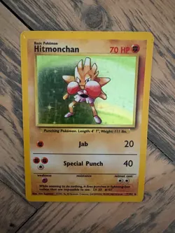 Pokemon Card Hitmonchan Rare Holo PSA 8 NM-Mint, Base Set #7, WOTC 1999 - Image 1