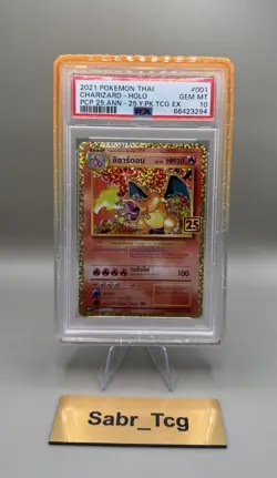 PSA 10 2021 Pokemon TCG Thai Charizard 25th Anniversary Holo #001 - Image 1