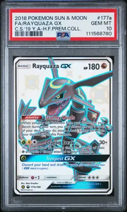 PSA 10 RAYQUAZA GX 177a/168 | Hidden Fates Promo Full Art Pokemon Card - Image 1