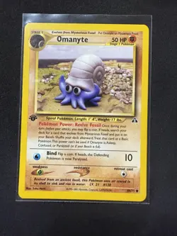 Pokemon Cards: 1st Edition Neo Discovery Common: Omanyte 60/75 LP) - Image 1