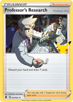 Professor's Research (Professor Oak) 023/025 Holo Rare Celebrations Pokemon NM - Image 1