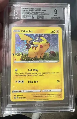 Pokemon General Mills 25th Anniversary Pikachu SWSH039 Holo Promo BGS 9 Mint - Image 1