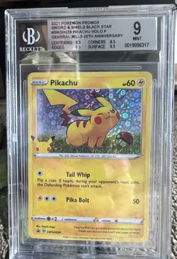BGS 9 Mint Pokemon Pikachu General Mills Promo Holo SWSH039 - Image 1