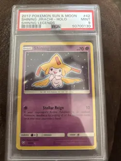 2017 Pokemon Sun and Moon Shining Legends Jirachi Holo Card #42 PSA 9 - Image 1